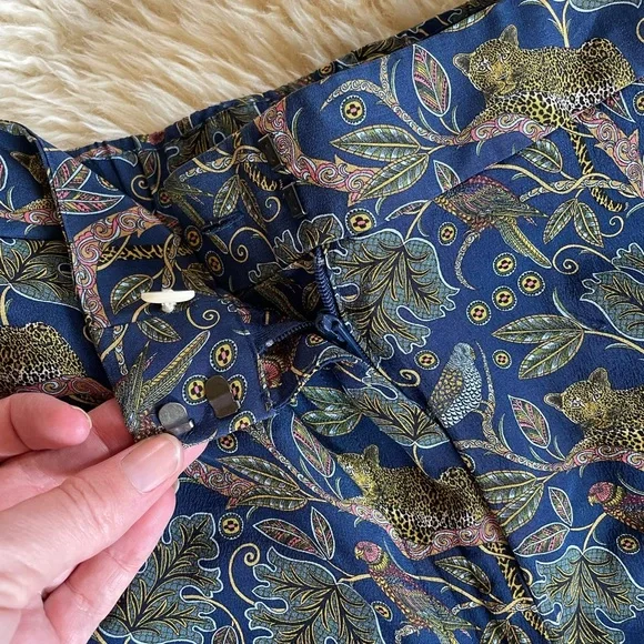 J. Crew 100% Silk Full-length Easy Pant Botanical Cheetah Print Women's 4 $198 - Picture 5 of 8